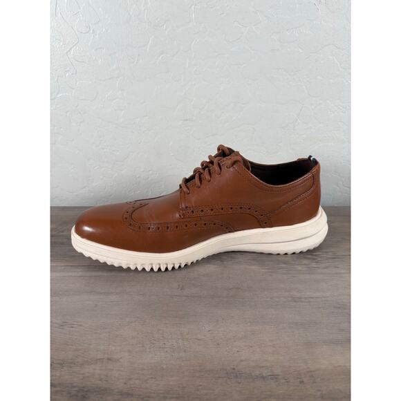 Cole Haan men Size 7 Oxford Shoes Grand OS Wingtip leather British Tan Brown - Picture 4 of 8